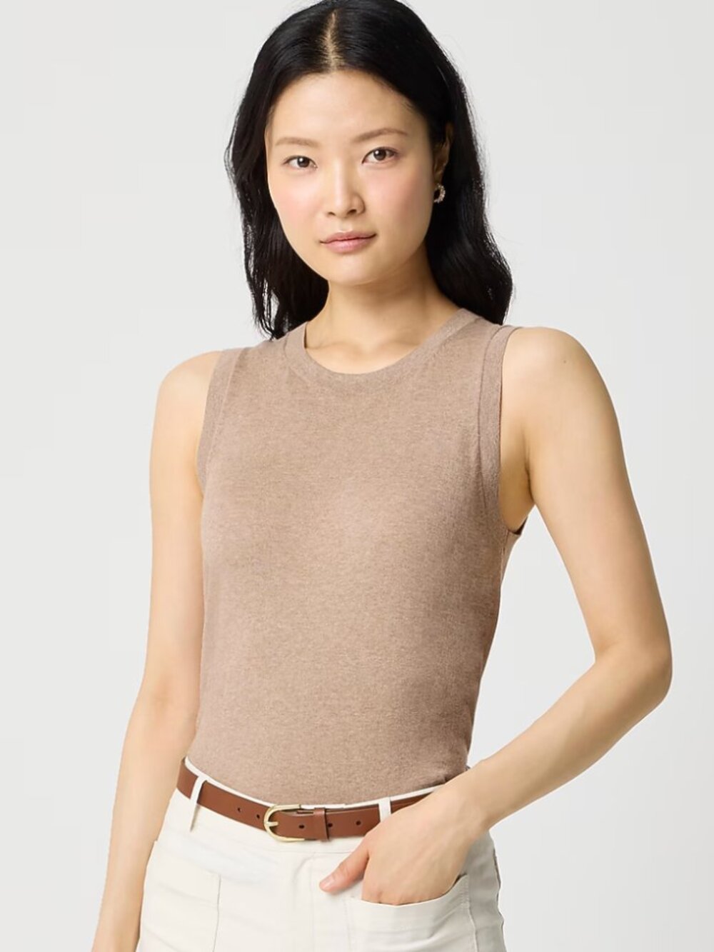 J. Crew Factory 100% cotton sweater shell • size small • NWT • BO375 • tan